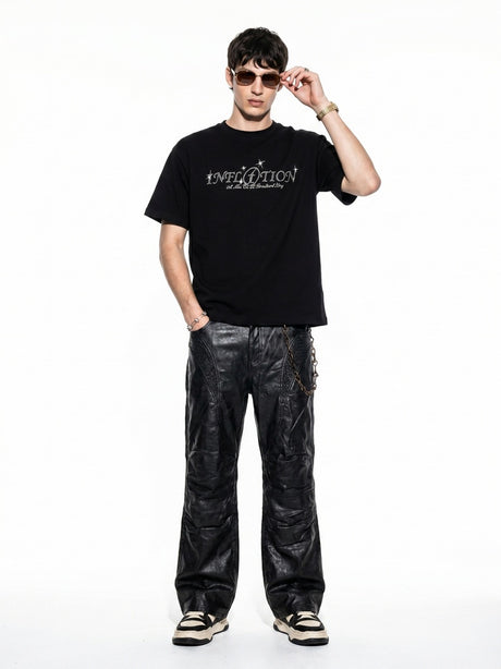 Rhinestone-studded Letter T-shirts
