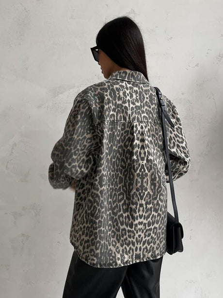 Liber Autumn women's leopard print long-sleeved chiffon shirt