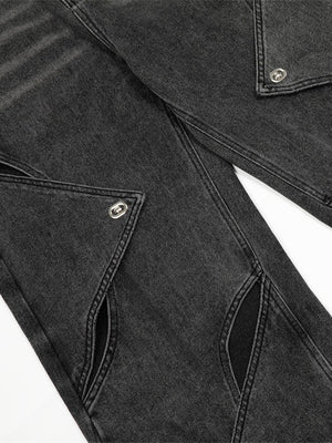 Punk Distressed Washed Patchwork Denim Pants