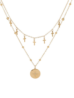 Cross Round Pendant Necklace