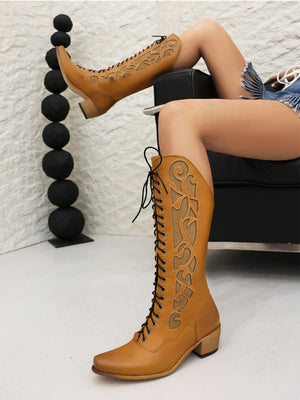 Western Cowboy Embroidered Pointed Toe Mid-calf Women's Boots
