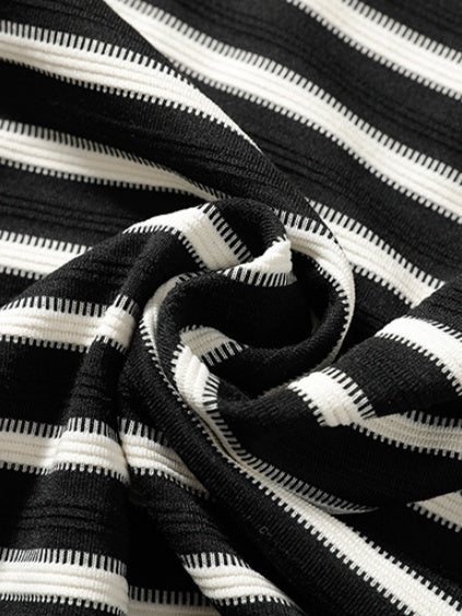 T-shirt rayé à manches longues et coupe décontractée