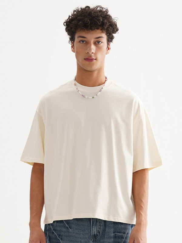 Liber Summer Men's Slightly short hem Solid Color T-shirts