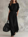 Waist-cinching Solid Color Maxi Dresses