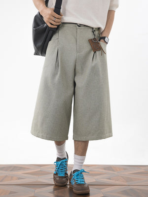 Imitation Linen Loose-fit 7 Points Dress Pants Shorts