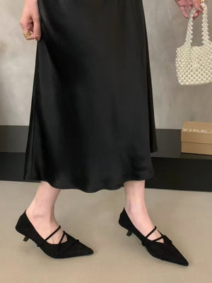 Suede Crisscross Strap Pointed Toe Stiletto Heels