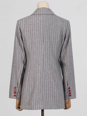 Striped Collar Irregular Buttons Blazers