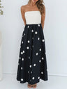 Polka Dots Patchwork Bustier A-line Skirt Maxi Dresses