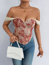 Jacquard Bandeau Top Tie Fish Bones Strapless Bra