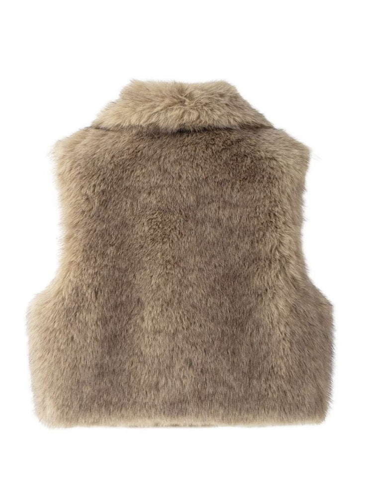 Faux Fur Short Warm Thick Vest Jacket