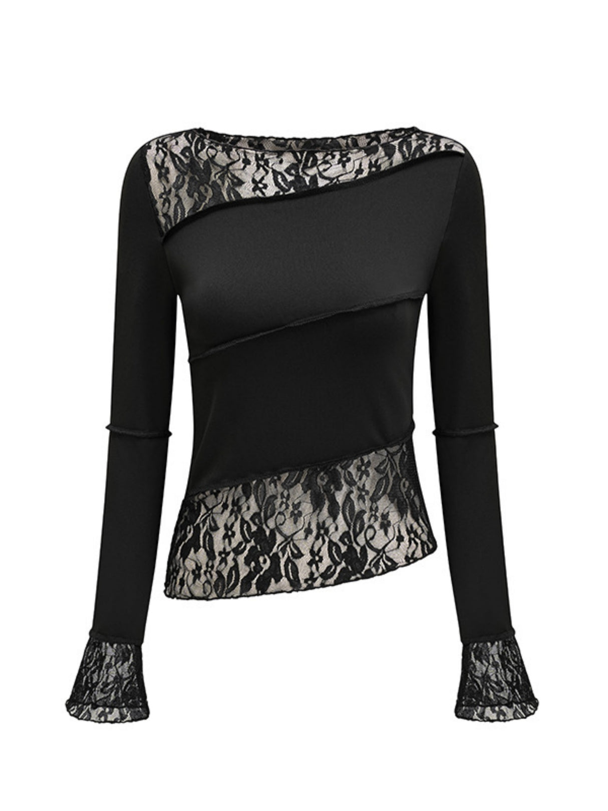 Lace Patchwork Long-sleeved T-shirt