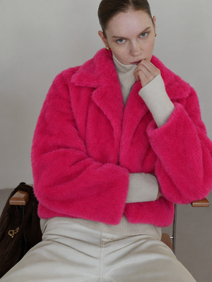 Loose-fitting Faux Fur Cardigan Short Jacket Fleece Coat