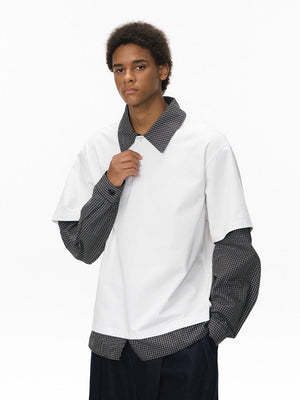 Liber Autumn Neutral wear Fake two pieces Letter Polo