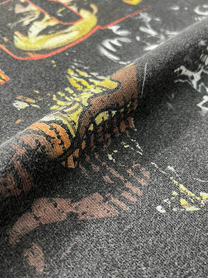 Punk Rebellion Fake Two Pieces Spliced Sleeves Vintage Distressed Printed Long T-shirt