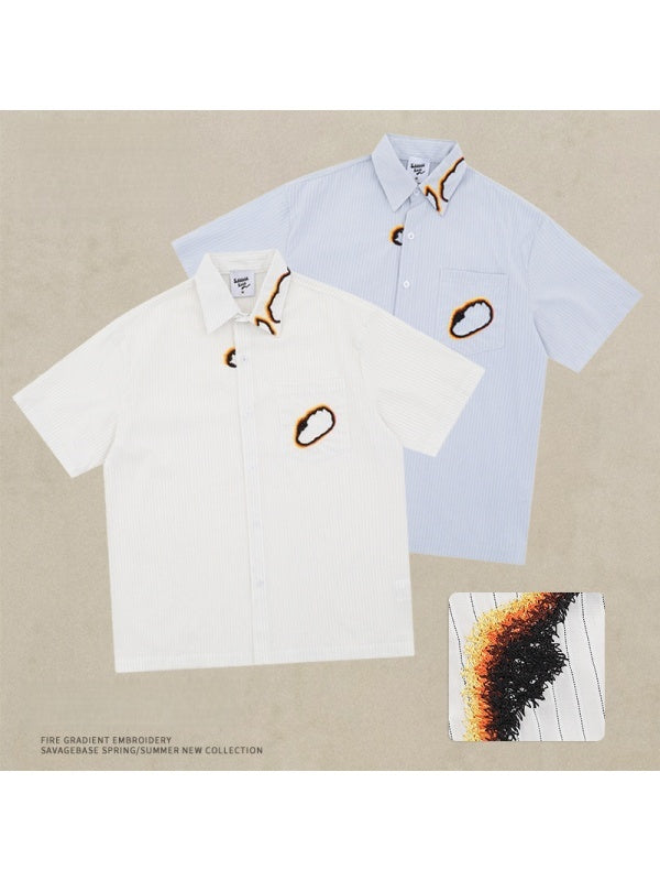 Liber Summer Men's Pocket decoration Stripes Shirts