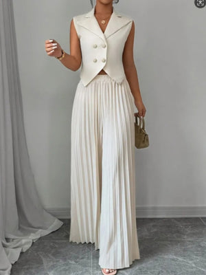 Pleated Pants Vest Grace Commuting Set 2-piece Sets