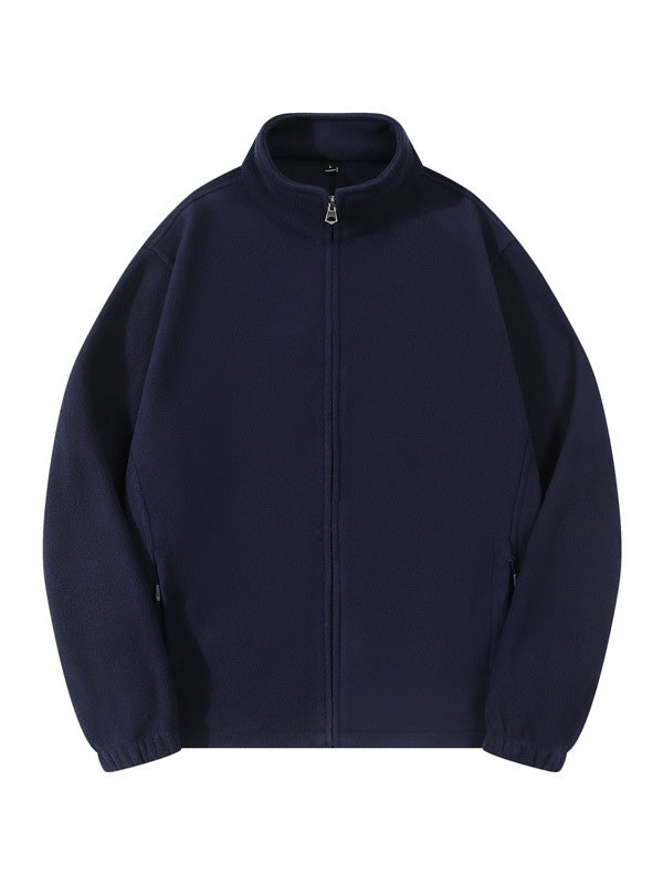 Fleece Loose Stand Collar Zipper Jackets