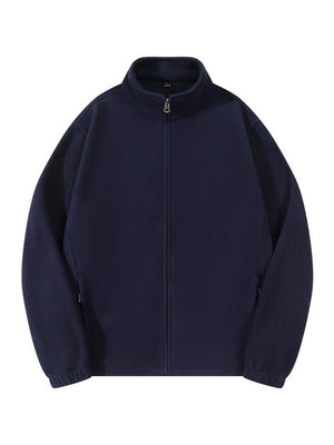 Fleece Loose Stand Collar Zipper Jackets