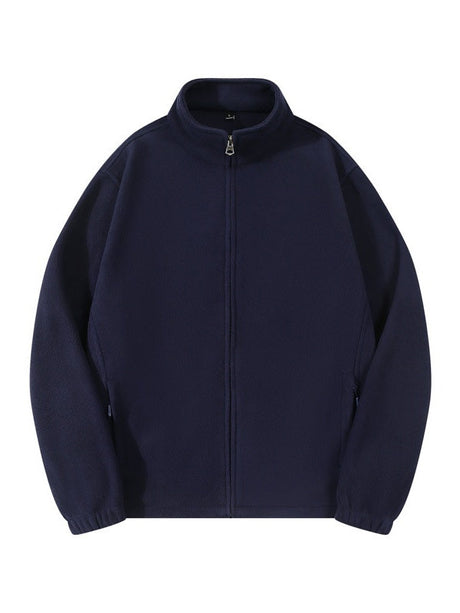 Fleece Loose Stand Collar Zipper Jackets