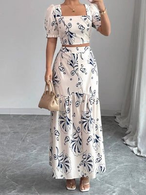 Jacket Skirt Hit Plants And Flowers 2-piece Sets