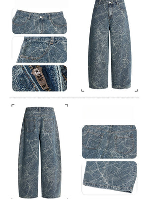 Lightning Jacquard Machete Loose Silhouette Jeans