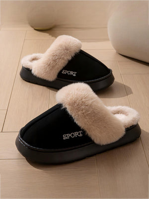Solid Color Plush Thick-soled Slippers