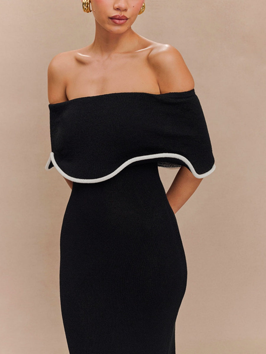 One-shoulder Splicing Hip-hugging Elegant Long Dress