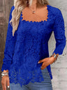 Lace Trim Square Collar Long-sleeved T-shirt