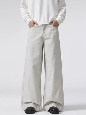 A-shaped Twill Cotton Cleanfit Wide-leg All-match Pants