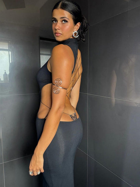 Rückenfreie Maxikleider mit Schleife und Bandagen