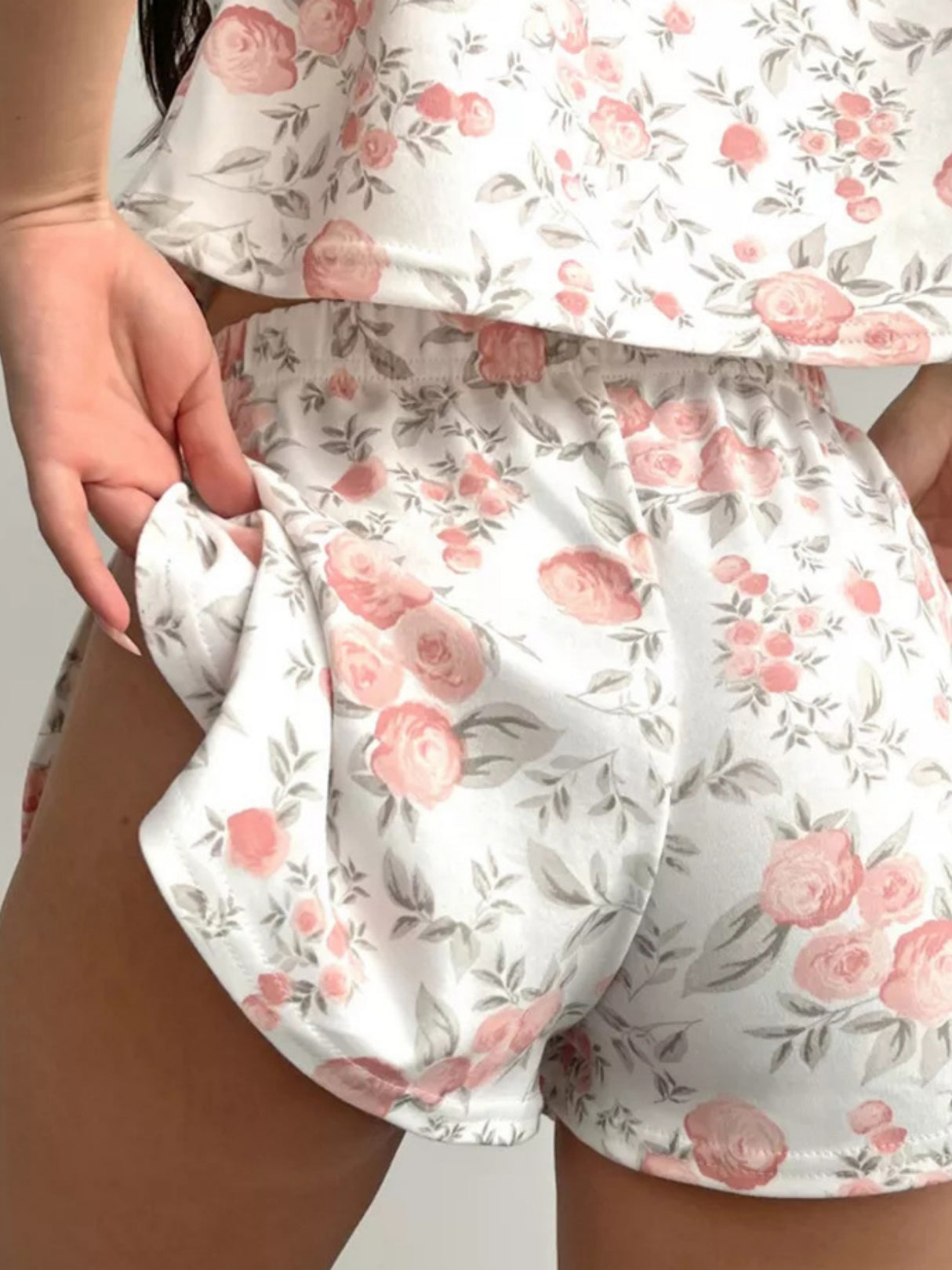 Printed Short-sleeved Split Shorts Pajama Set