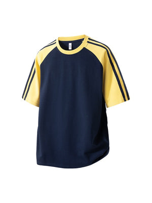 Stripes Patchwork Cooling Sensation Color-blocked T-shirts