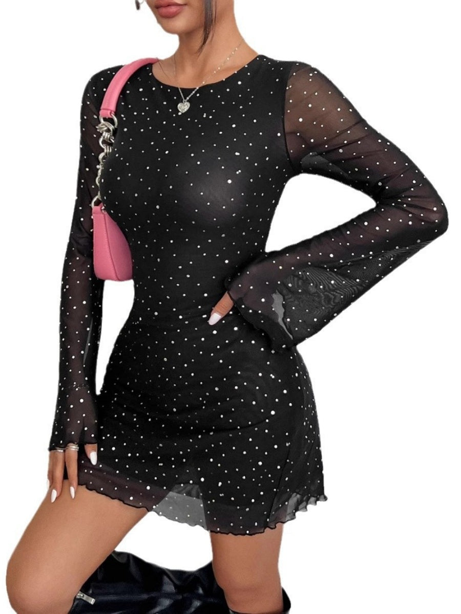 Liber Spring Women's Sequins Solid Color Mini&Short Dresses
