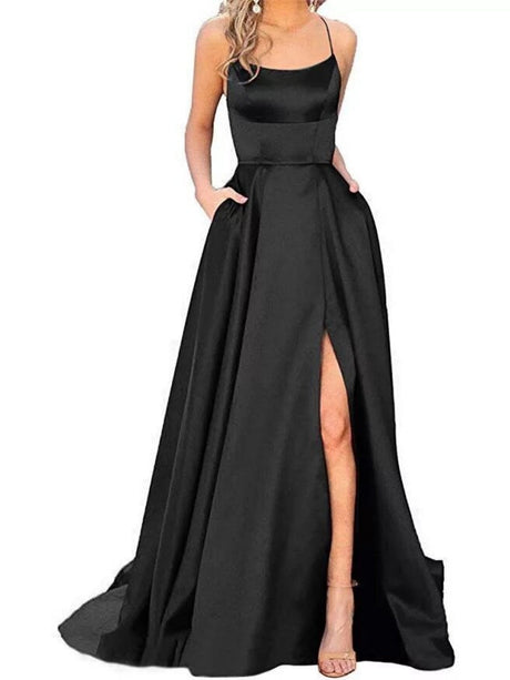 Backless Bandage Satin High Slit Bridesmaid Dresses Cocktail Party Maxi Dresses