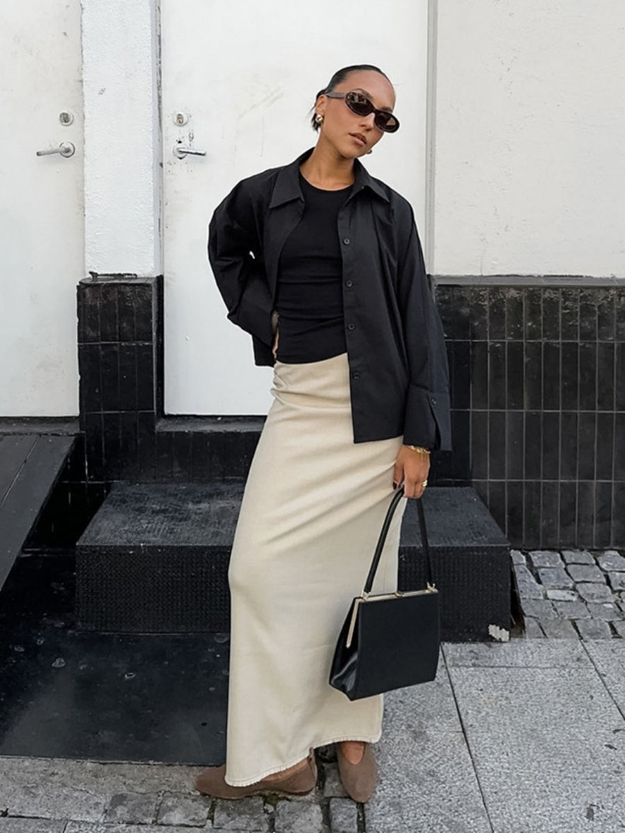 Straight raw-edge skirt