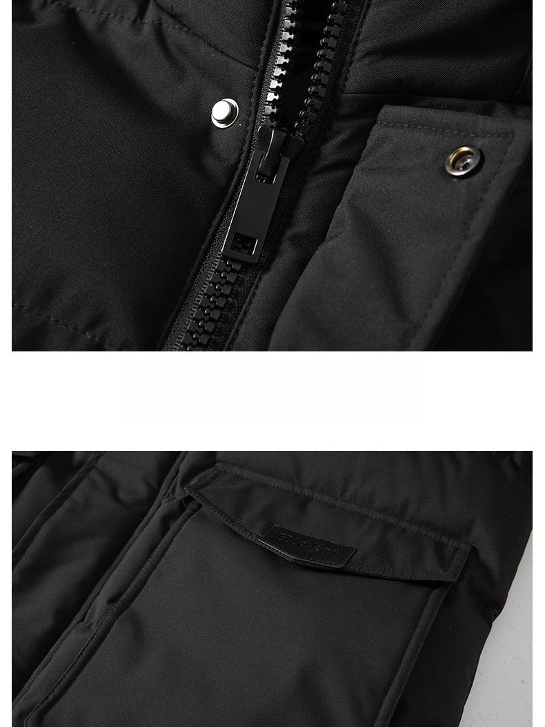 Mid-length Removable Hooded Cotton Clothes Thickening Large Fur Collar Coat