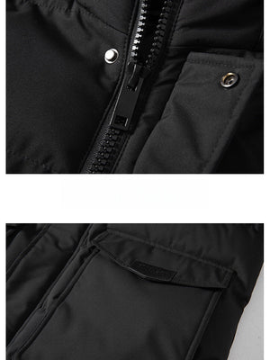 Mid-length Removable Hooded Cotton Clothes Thickening Large Fur Collar Coat