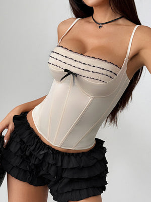 Bow Lace Fishbone Bra Tank Tops&Camis