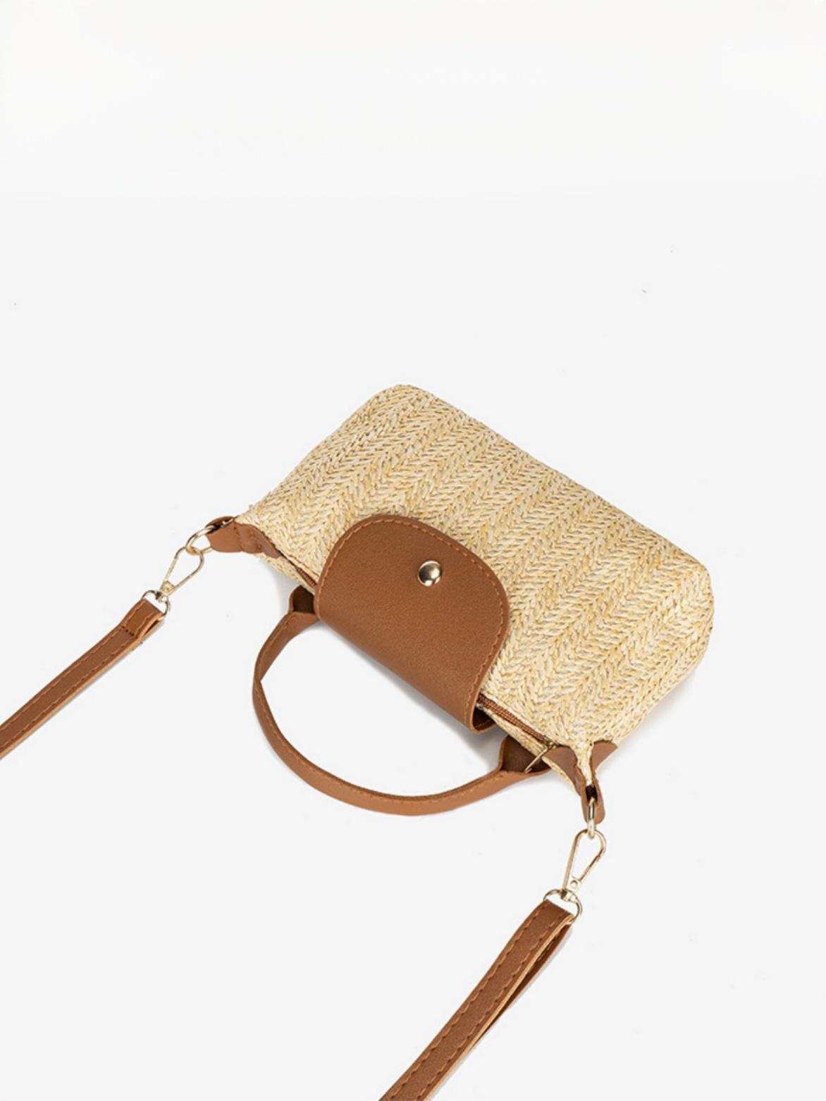Vacation Patchwork Straw Crossbody Bag