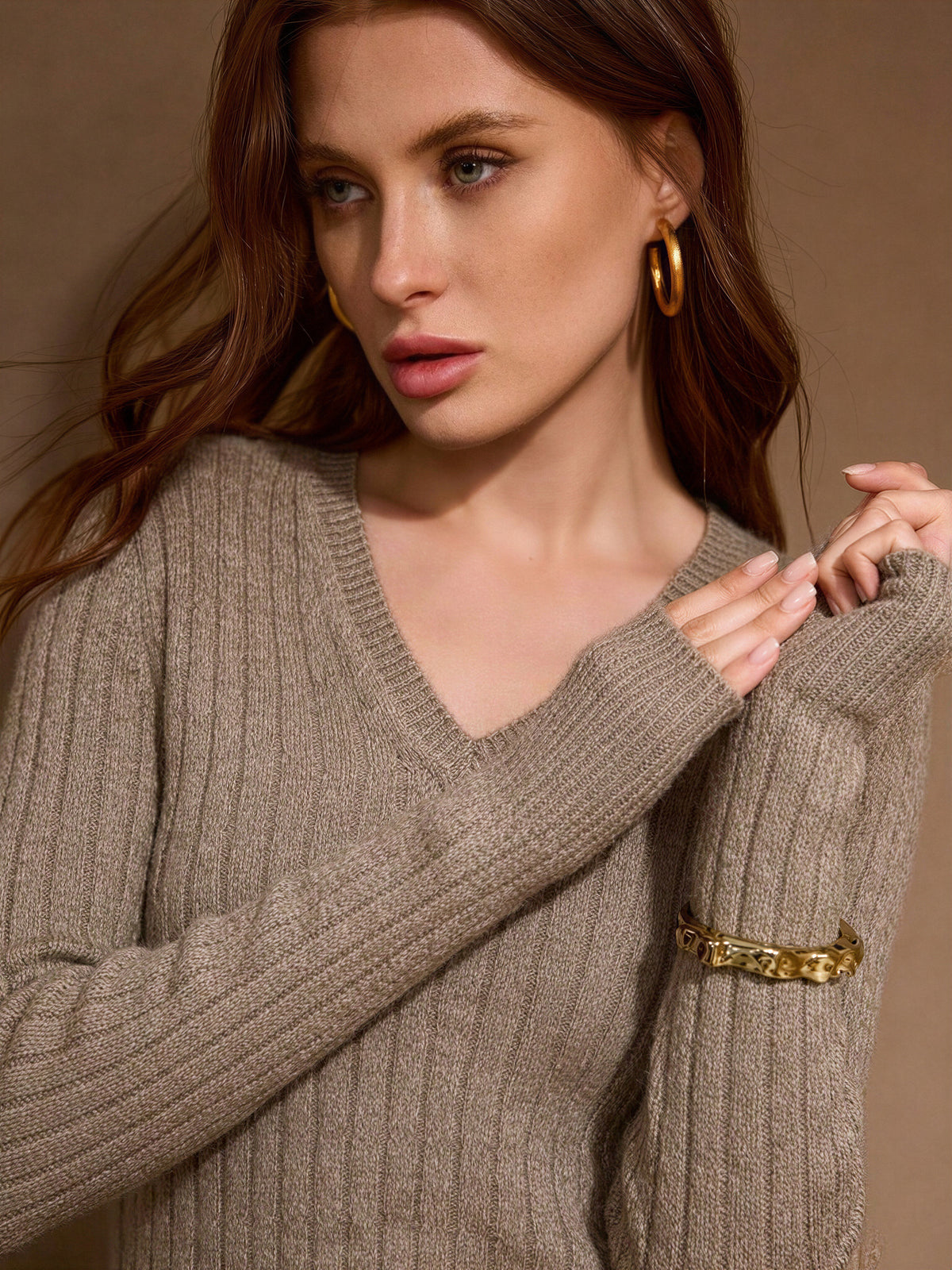 Superfine Merino Wool Cashmere Silk V Pullover Sweater