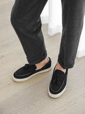 Color-blocked Tassel Slip-on Loafers