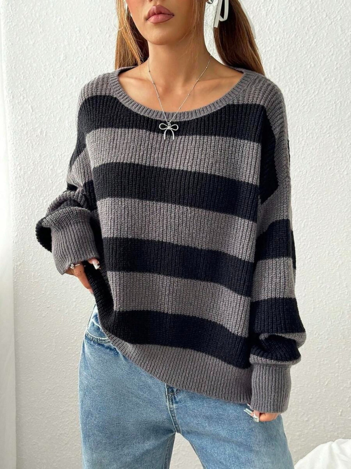 Stripes Color Matching Knitted Sweater