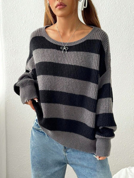 Stripes Color Matching Knitted Sweater