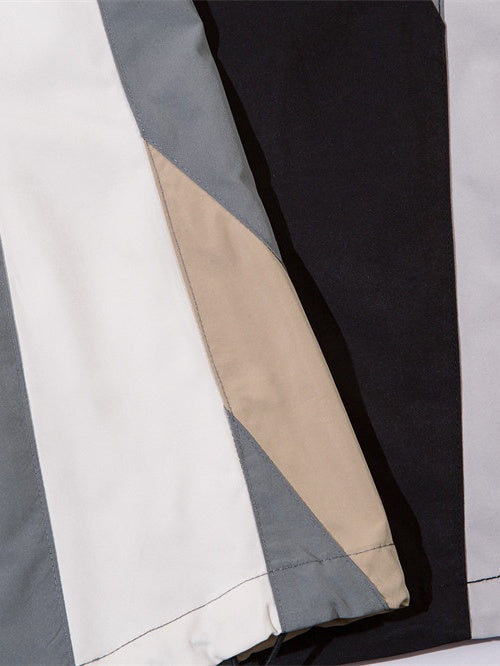 Color-Block Patch-Pocket Elastic-Waist Loose Cargo Pants