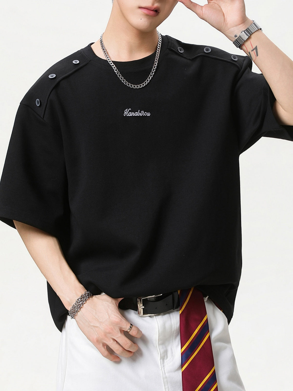 Retro Loose-fit Letter Applique T-shirts
