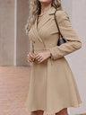 Solid Color Rayon Short Dress With Suit Collar