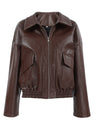 Leather Jacket With Large Pocket Decoration Jackets