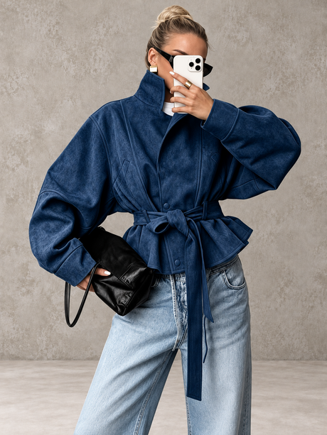 Belted Long-sleeved Coat For Autumn And Winter