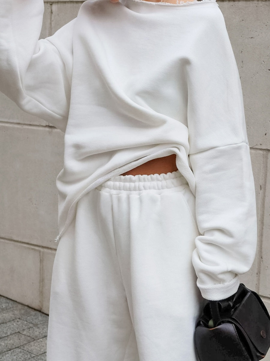 Pullover Sweatshirt Pants Loose Sporty Two-piece Suit
