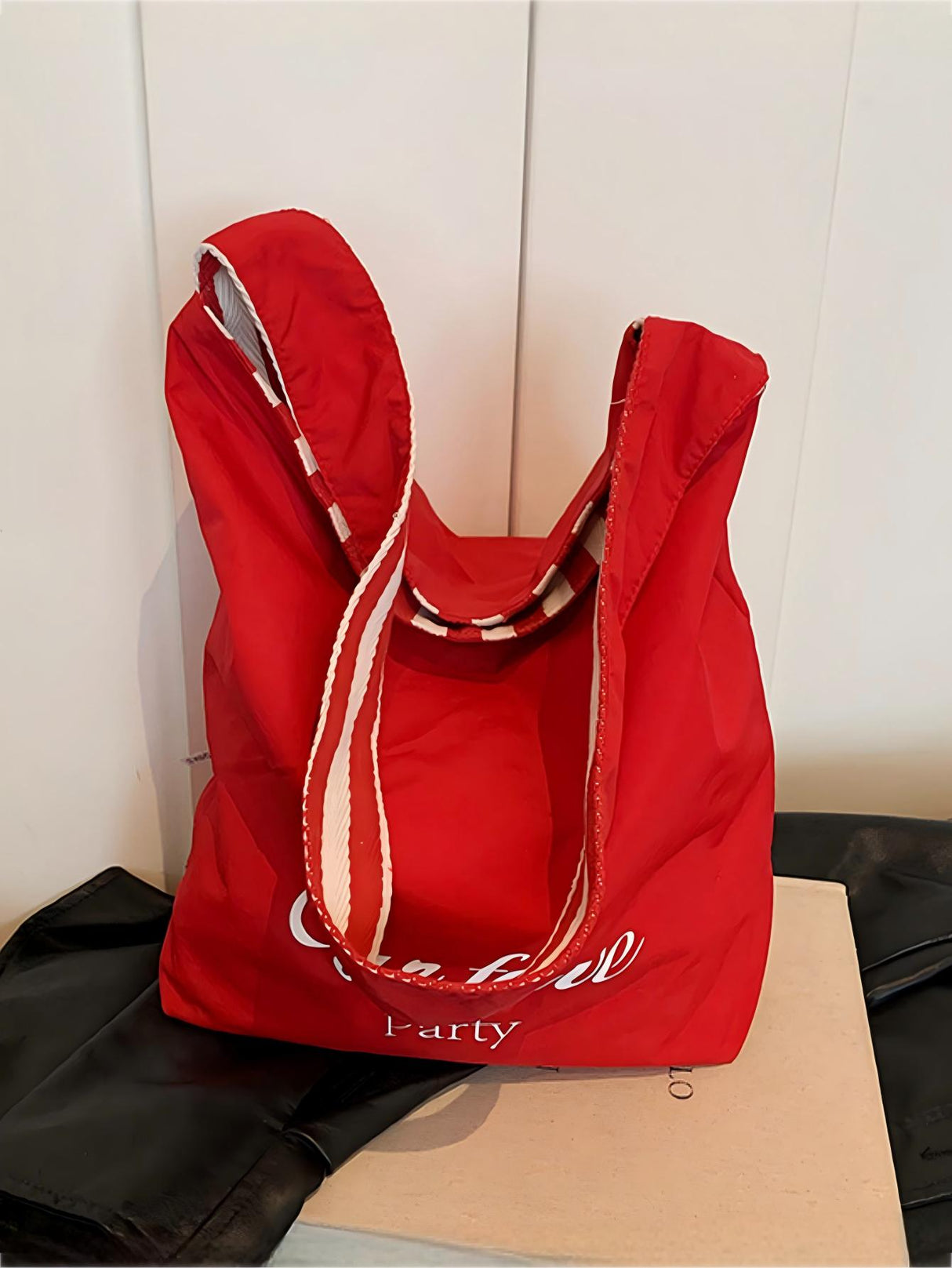 Striped Canvas Reversible Versatile Commuter Shoulder Bag